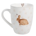 Clayre & Eef Mug 350 ml White Brown Porcelain Rabbit