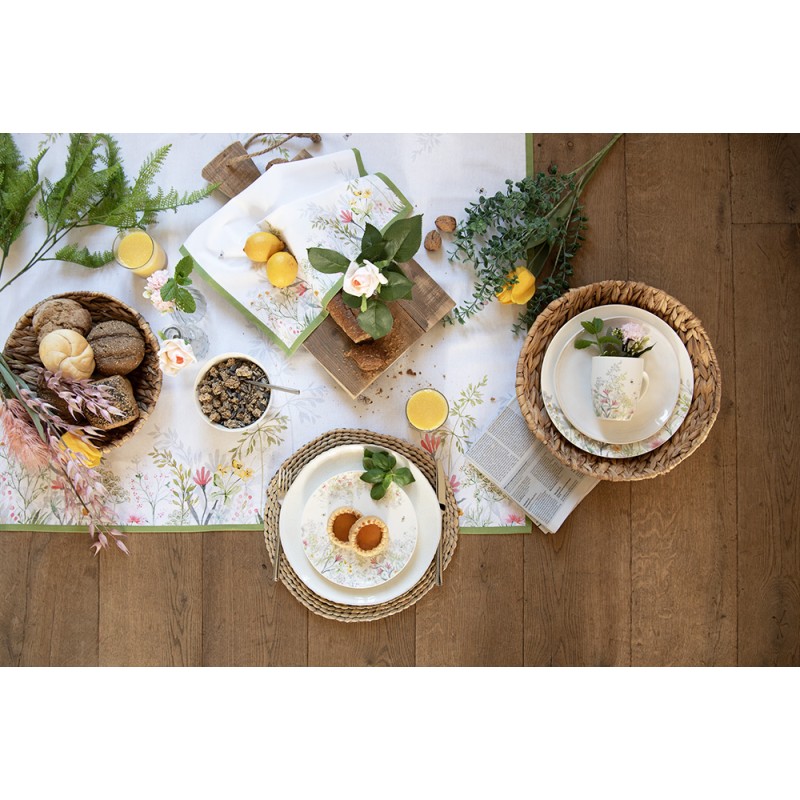 Clayre & Eef Breakfast Plate Ø 20 cm White Porcelain Flowers