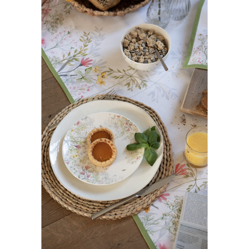 Clayre & Eef Assiette de petit déjeuner Ø 20 cm Blanc Porcelaine Fleurs
