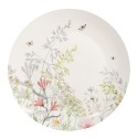 Clayre & Eef Assiette de dîner Ø 26 cm Blanc Porcelaine Fleurs