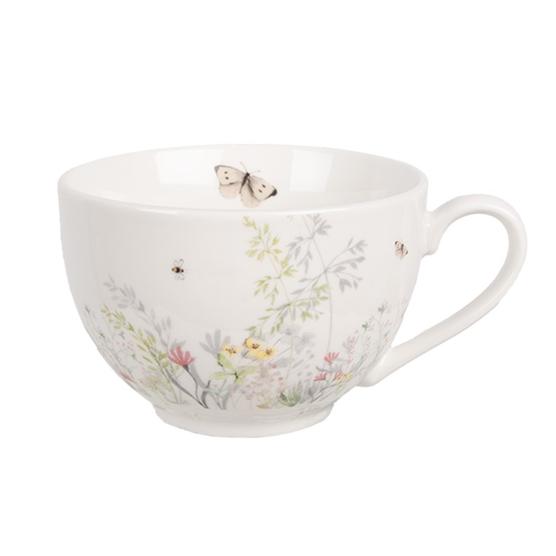 Clayre & Eef Cup and Saucer 250 ml White Porcelain