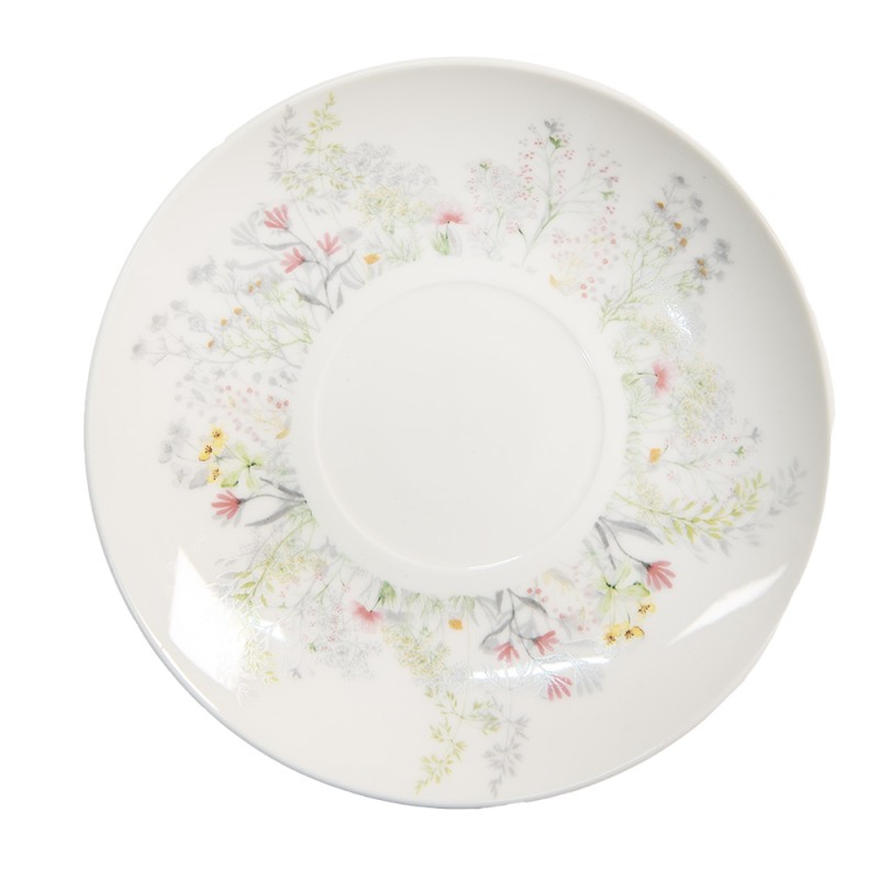 Clayre & Eef Cup and Saucer 250 ml White Porcelain