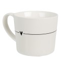 Clayre & Eef Mug Set of 4 300 ml White Ceramic Hearts