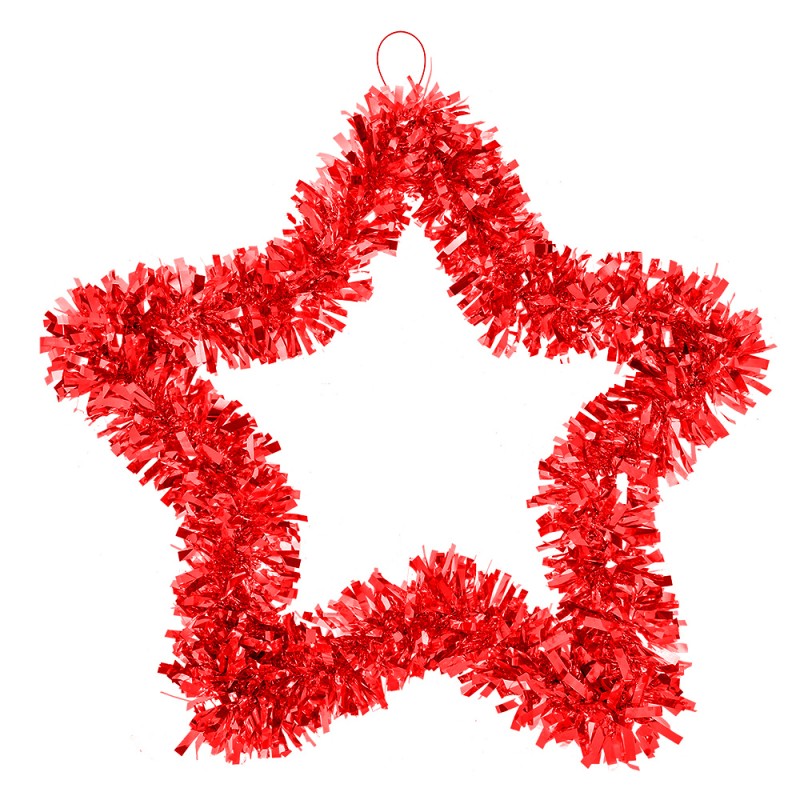 Clayre & Eef Christmas Decoration Star 45x2x45 cm Red Plastic