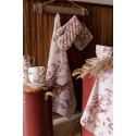 Clayre & Eef Tea Towel  50x70 cm White Pink Cotton Reindeers