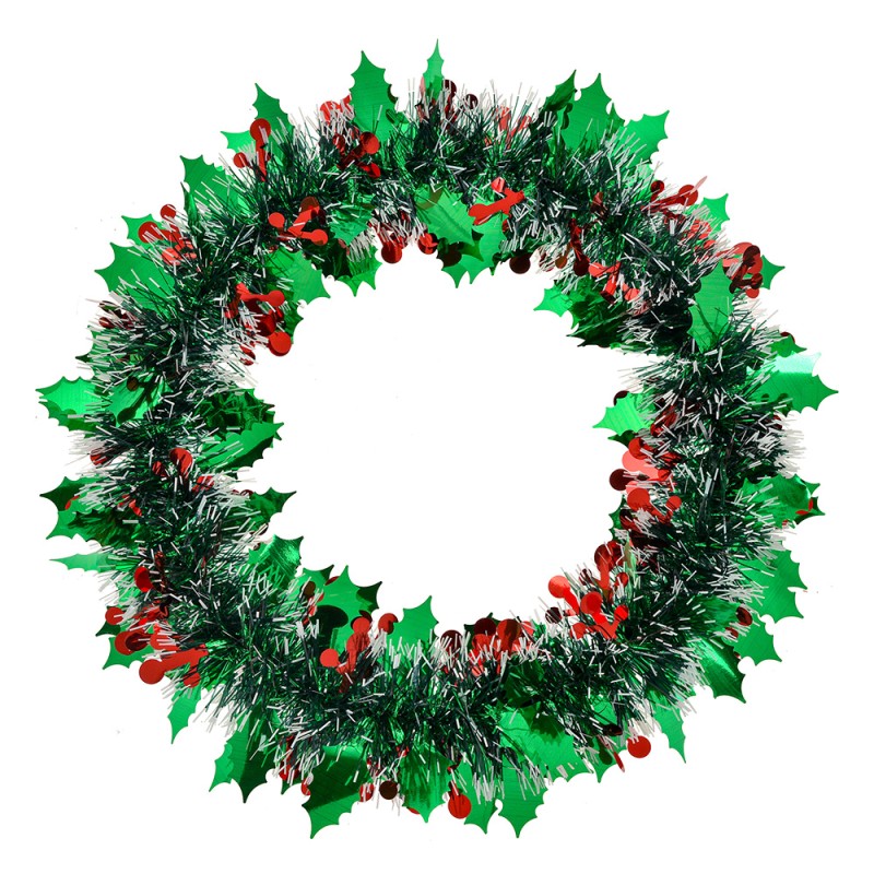 Clayre & Eef Corona di Natale Ø 35 cm Verde Plastica