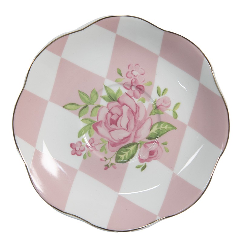 Clayre & Eef Cup and Saucer 200 ml Pink White Porcelain Roses