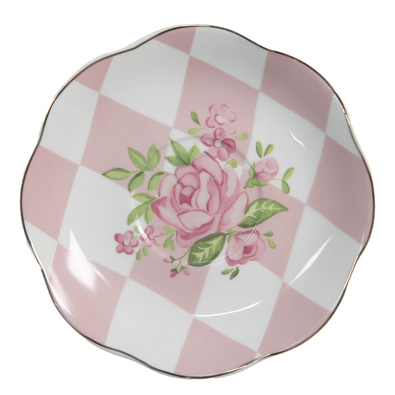 Clayre & Eef Tasse et soucoupe 200 ml Rose Blanc Porcelaine Roses