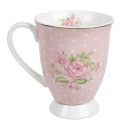 Clayre & Eef Tasse 300 ml Rosa Violett Porzellan Rosen