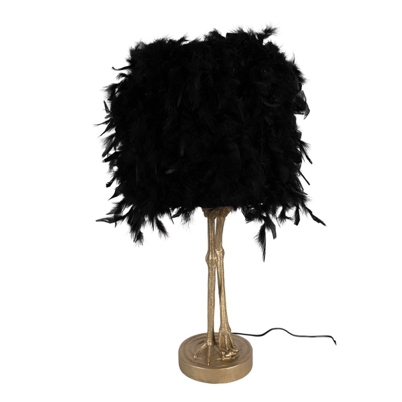Clayre & Eef Tafellamp Struisvogel 30x30x69 cm Goudkleurig Zwart Polyresin