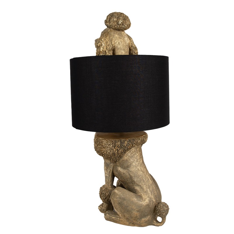 Clayre & Eef Tischlampe Hund Pudel 30x28x57 cm Goldfarbig Schwarz Polyresin