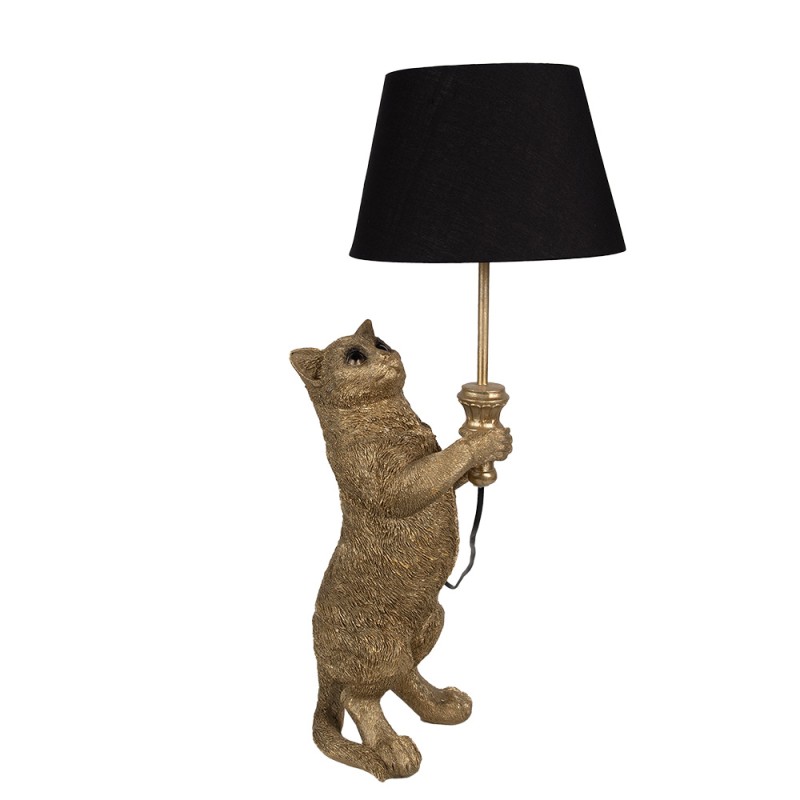 Clayre & Eef Table Lamp Cat 31x24x62 cm Gold colored Black Polyresin