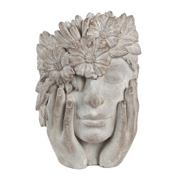 Clayre & Eef Pot de fleurs d'intérieur Femme 27x22x31 cm Gris Pierre