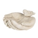 Clayre & Eef Bird Feeder Tray Hands 23x21x9 cm Beige Stone