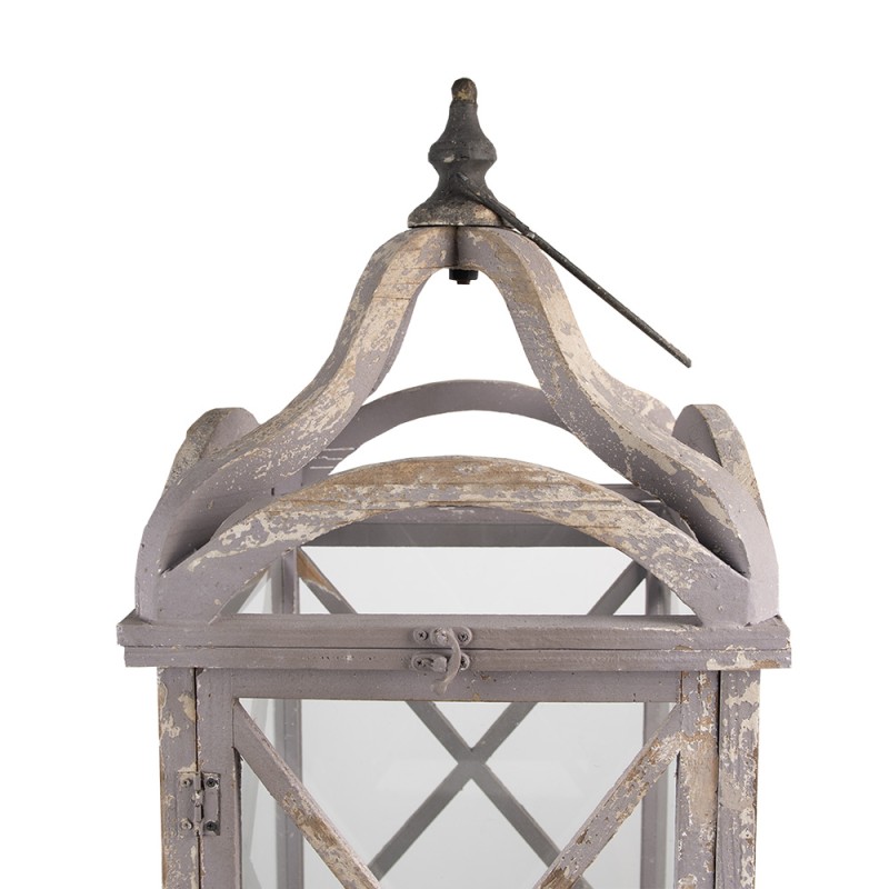 Clayre & Eef Lantern Set of 2 set van 2 73/56 cm Grey Wood Glass