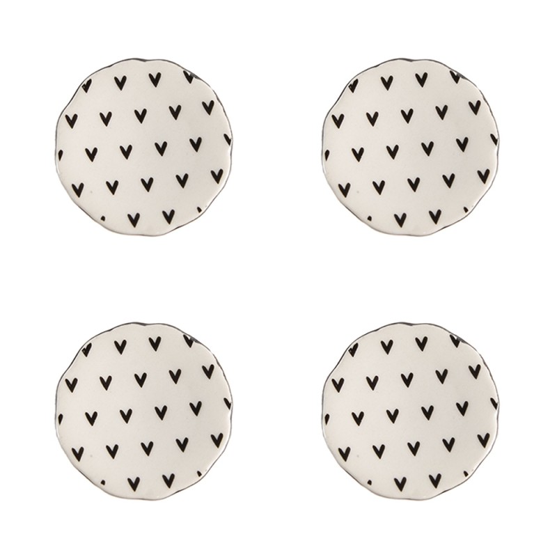 Clayre & Eef Door Knob Set of 4 Ø 4 cm Beige Ceramic Hearts