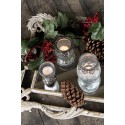 Clayre & Eef Tealight Holder Ø 6x8 cm Silver colored Glass