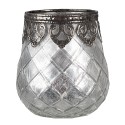 Clayre & Eef Tealight Holder Ø 9x11 cm Silver colored Glass