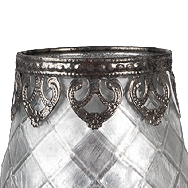 Clayre & Eef Teelichthalter Ø 9x11 cm Silberfarbig Glas