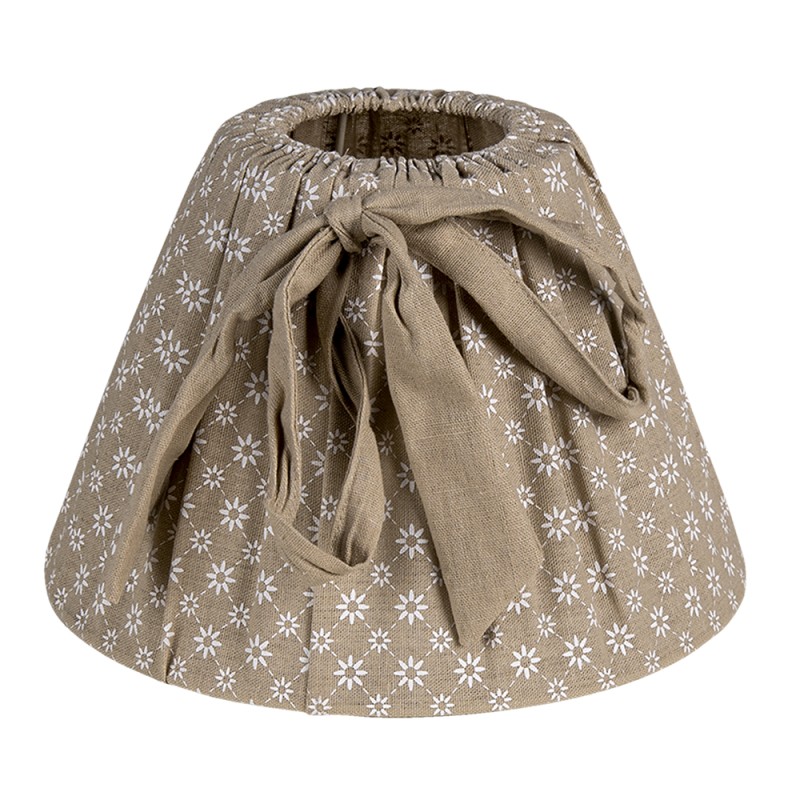 Clayre & Eef Lampshade Ø 25x16 cm Beige Textile Rectangle Flowers
