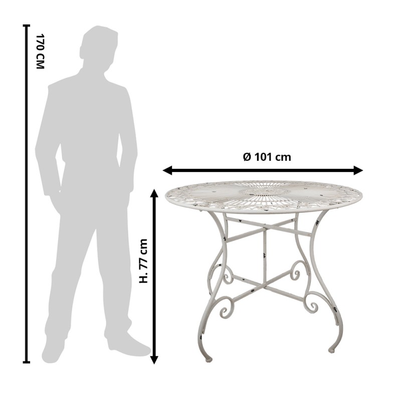 Clayre & Eef Table de bistrot Ø 101x77 cm Blanc Fer