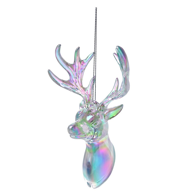Clayre & Eef Weihnachtsanhänger Rentier 14 cm Silberfarbig Kunststoff