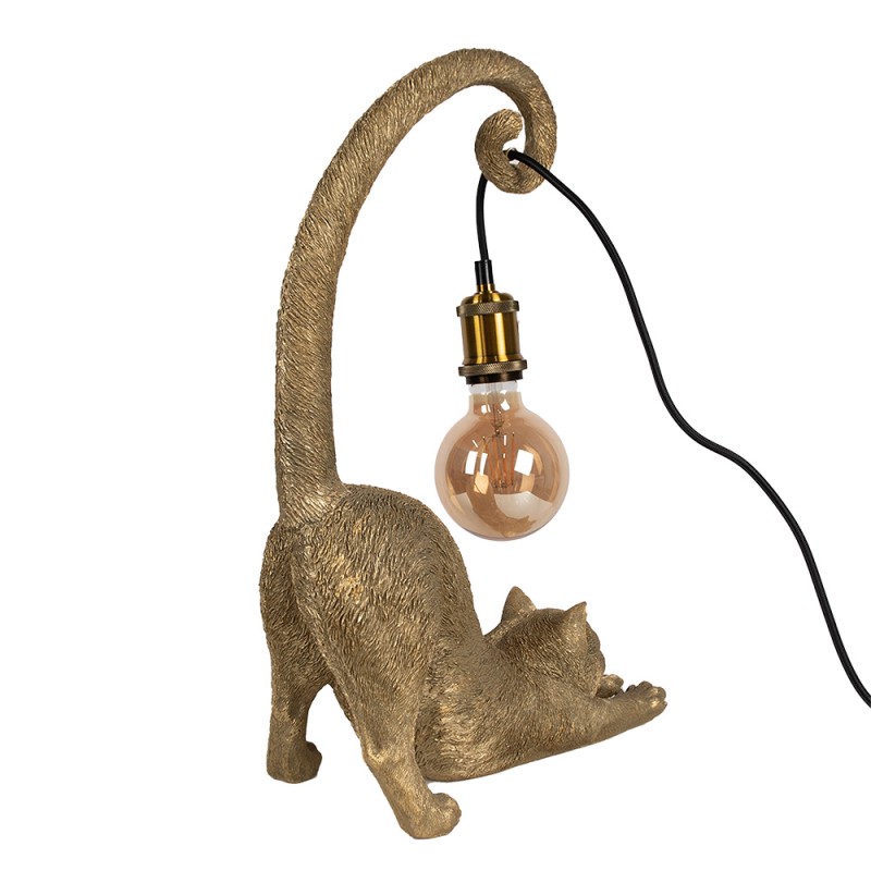 Clayre & Eef Table Lamp Cat 31x17x49 cm Gold colored Polyresin