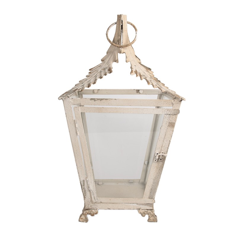 Clayre & Eef Lantaarn 26x26x47 cm Beige IJzer Glas