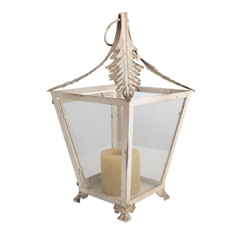 Clayre & Eef Lanterna  26x26x47 cm Beige Ferro Vetro