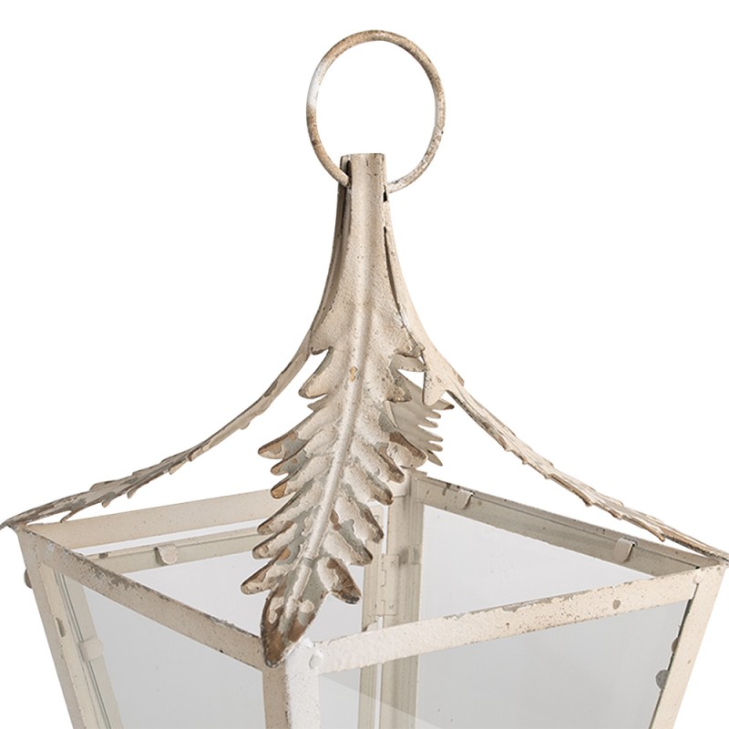 Clayre & Eef Lanterna  26x26x47 cm Beige Ferro Vetro