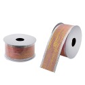 Clayre & Eef Christmas ribbon 38 mm Pink Gold colored Synthetic