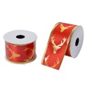 Clayre & Eef Weihnachtsband 50 mm Rot Goldfarbig Synthetisch