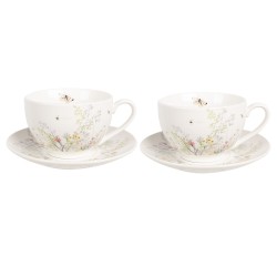 Clayre & Eef Cup and Saucer Set of 2