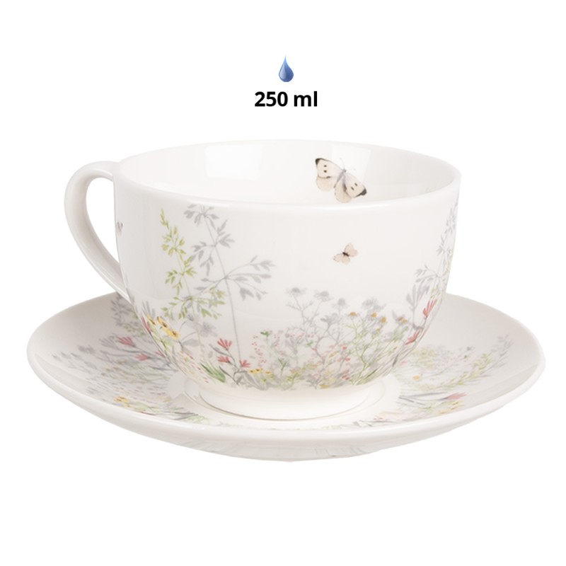 Clayre & Eef Cup and Saucer Set of 2