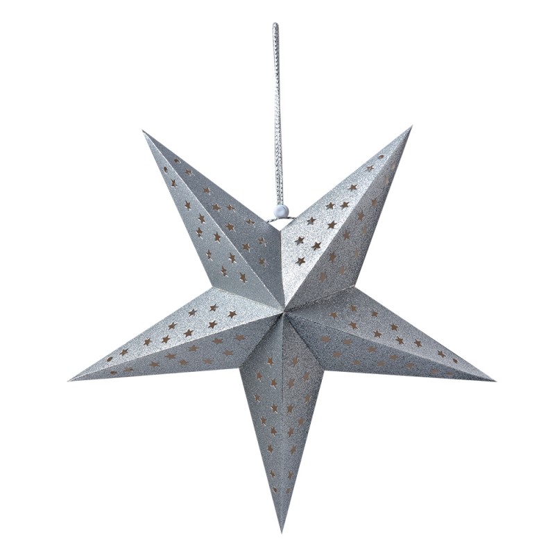Clayre & Eef Hanging star 45x15x45 cm Silver colored Paper