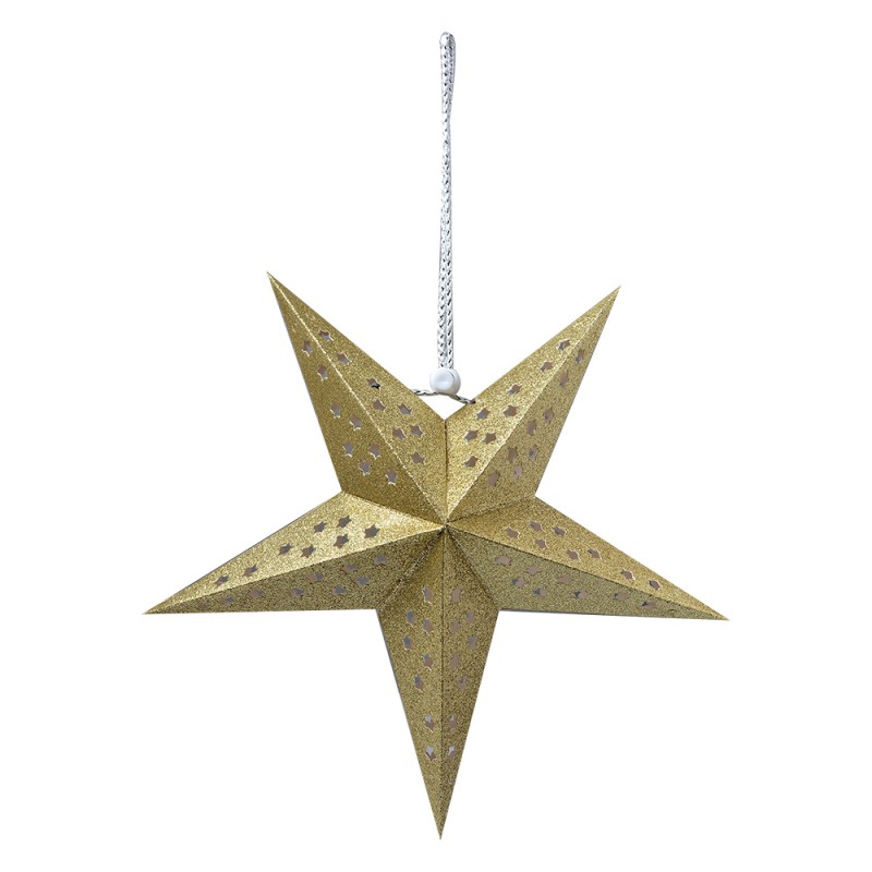 Clayre & Eef Hanging star 30x10x30 cm Gold colored Paper