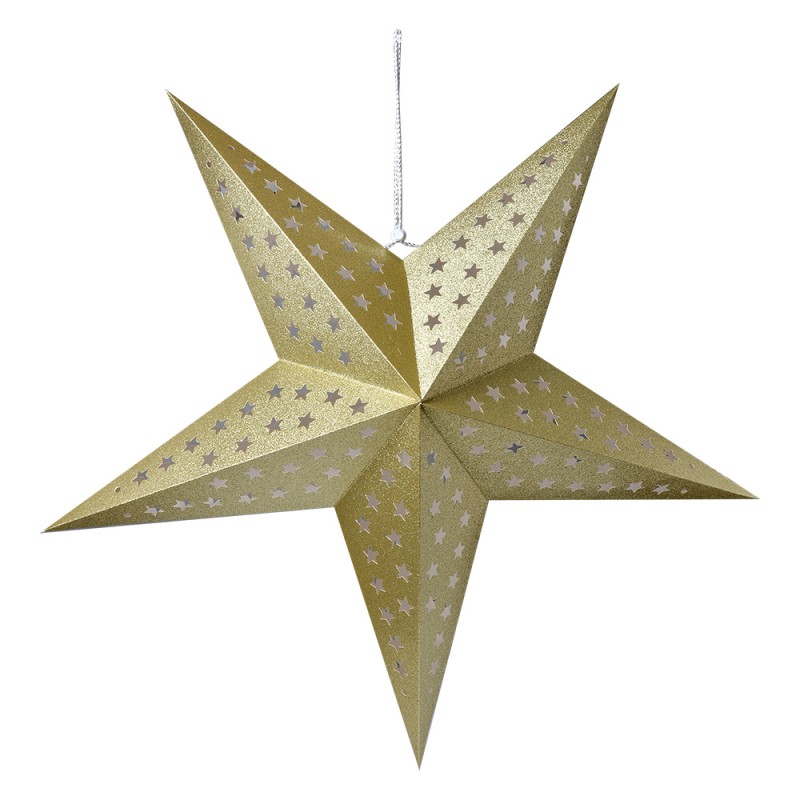 Clayre & Eef Hanging star 90x20x90 cm Gold colored Paper
