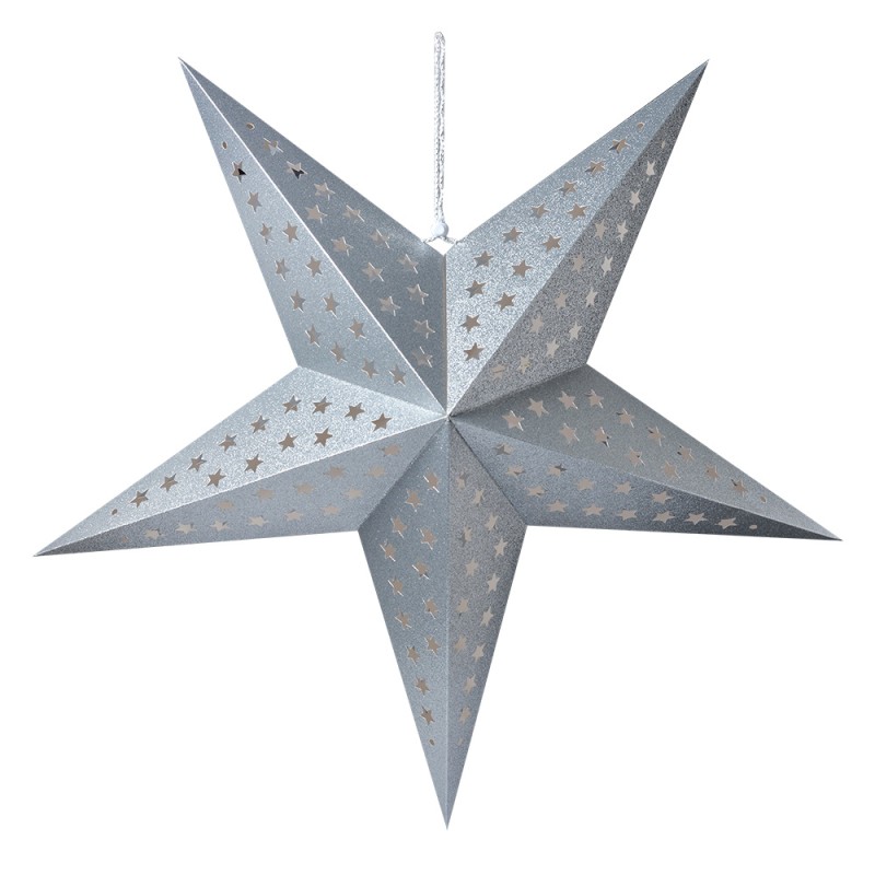 Clayre & Eef Hanging star 90x20x90 cm Silver colored Paper