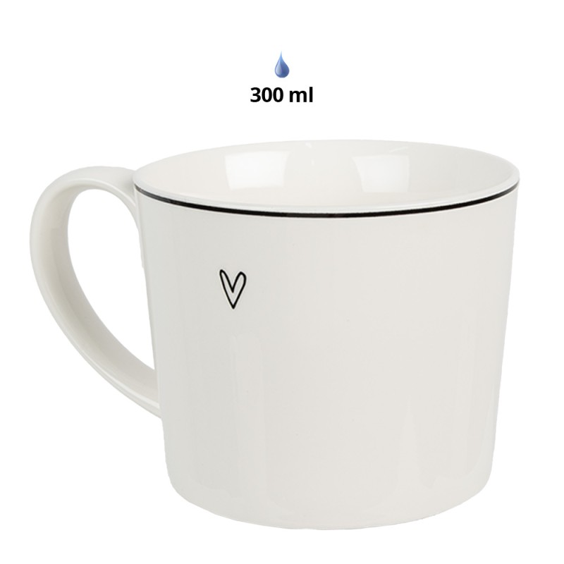 Clayre & Eef Mug 300 ml White Ceramic Heart