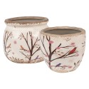 Clayre&Eef Vaso Porta Pianta Beige Ceramica set di 2