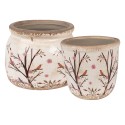 Clayre&Eef Vaso Porta Pianta Beige Ceramica set di 2