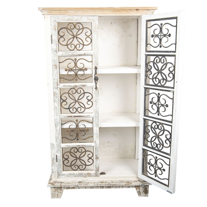 Clayre & Eef Cabinet 74x37x131 cm White Wood Iron Rectangle