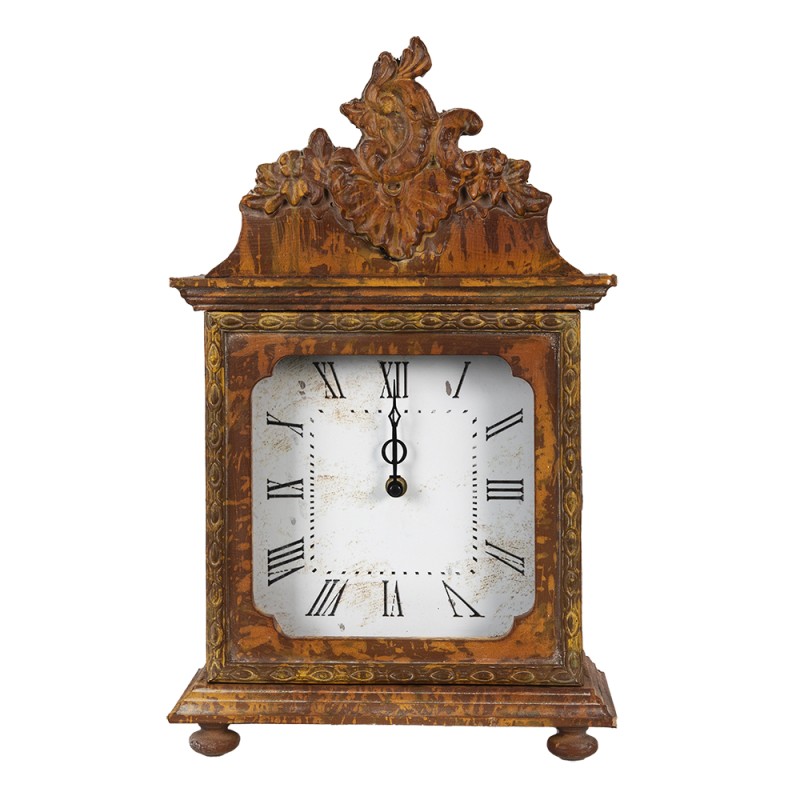 Clayre & Eef Table Clock 27x12x44 cm Brown Wood Glass Rectangle