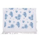 Clayre & Eef Serviette invité 40x66 cm Blanc Bleu Coton Rectangle Roses