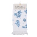 Clayre & Eef Guest Towel 40x66 cm White Blue Cotton Rectangle Roses