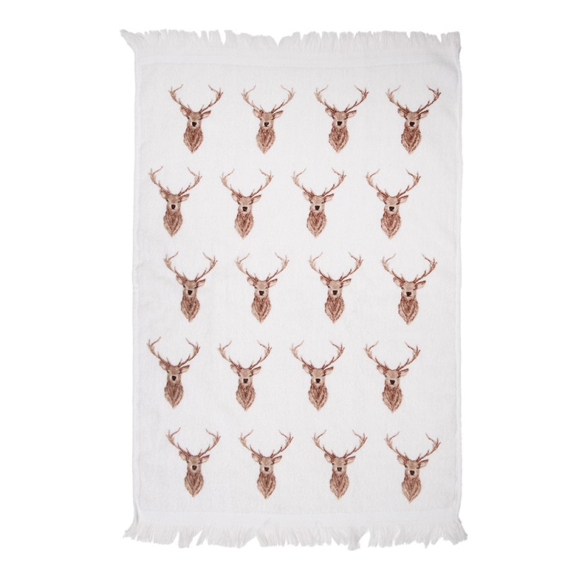 Clayre & Eef Guest Towel 40x66 cm Beige Brown Cotton Deer