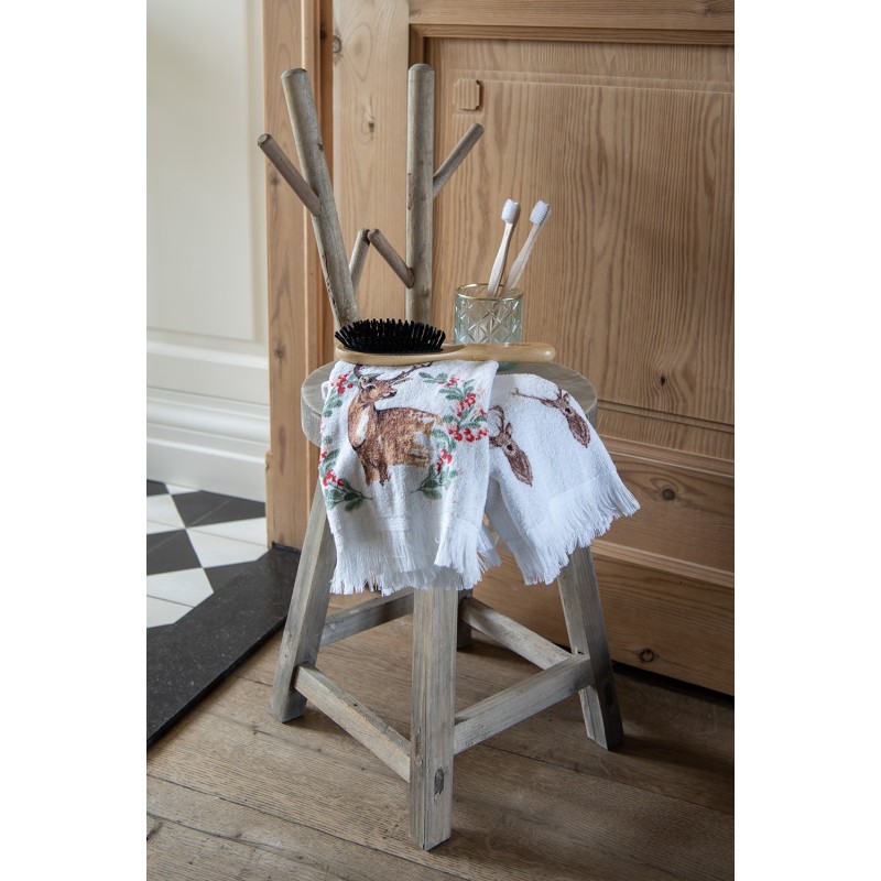 Clayre & Eef Guest Towel 40x66 cm Beige Brown Cotton Deer