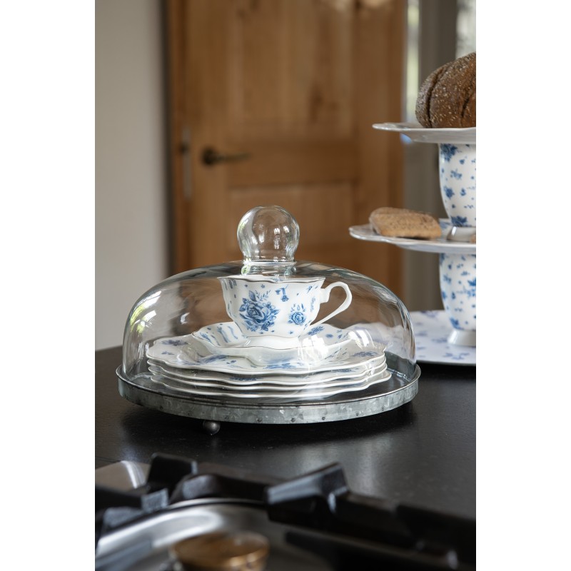 Clayre & Eef Cup and Saucer 200 ml White Blue Porcelain Roses