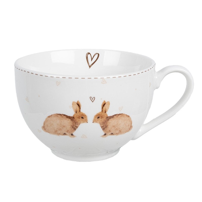 Clayre & Eef Tazza e piattino 250 ml Bianco Marrone  Porcellana