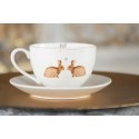 Clayre & Eef Tazza e piattino 250 ml Bianco Marrone  Porcellana